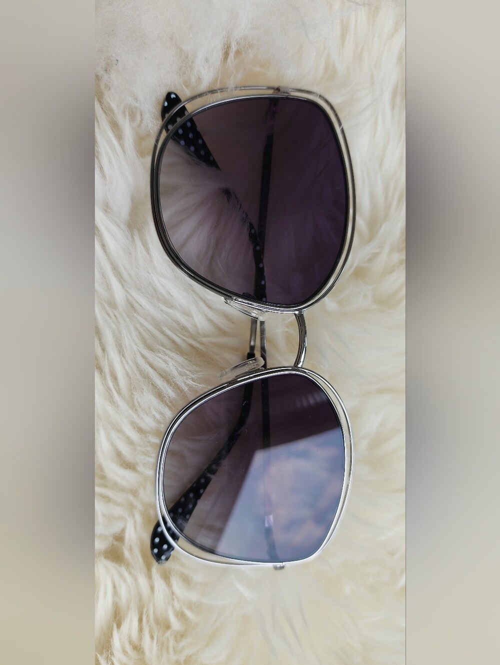 Isaac Mizrahi Silver Frame Sunglasses with Dark Gray Lenses